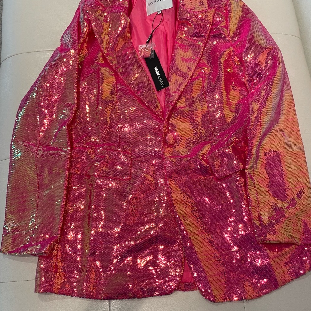 Women's Pink Sequin Blazer